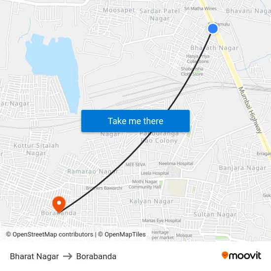 Bharat Nagar to Borabanda map