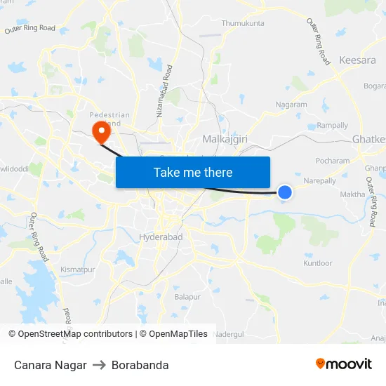 Canara Nagar to Borabanda map