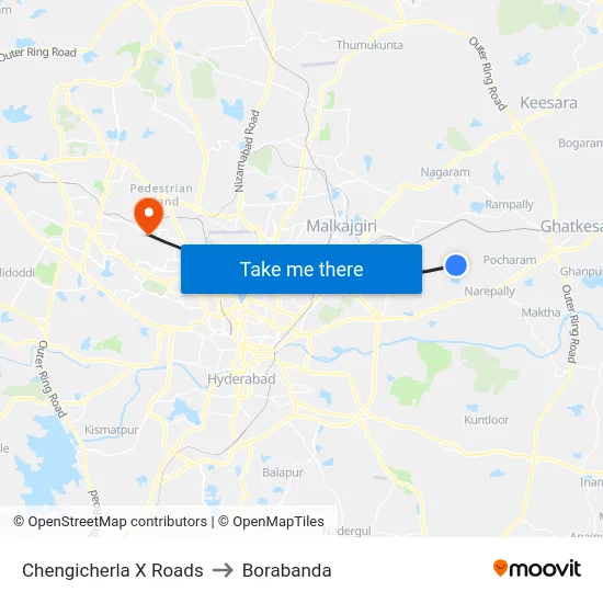 Chengicherla X Roads to Borabanda map