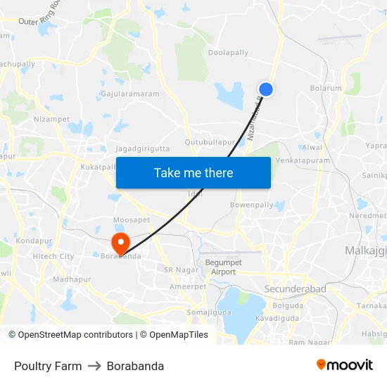 Poultry Farm to Borabanda map