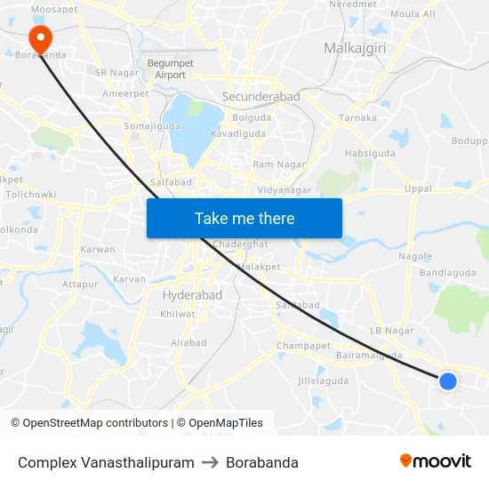 Complex Vanasthalipuram to Borabanda map