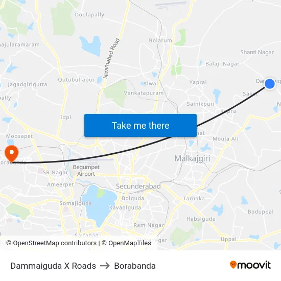 Dammaiguda X Roads to Borabanda map