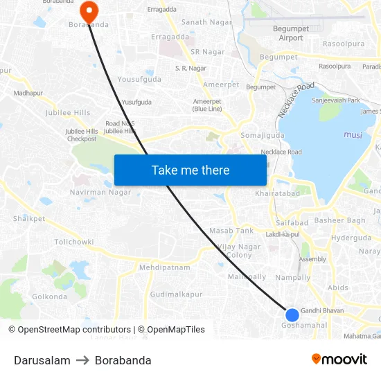 Darusalam to Borabanda map