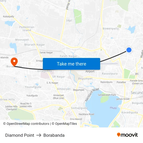 Diamond Point to Borabanda map