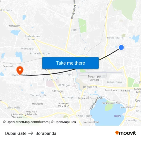 Dubai Gate to Borabanda map