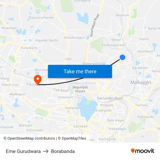 Eme Gurudwara to Borabanda map