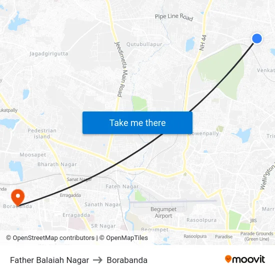 Father Balaiah Nagar to Borabanda map