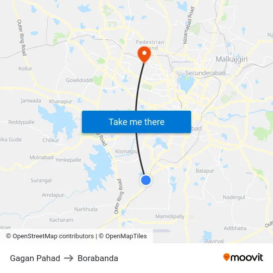 Gagan Pahad to Borabanda map