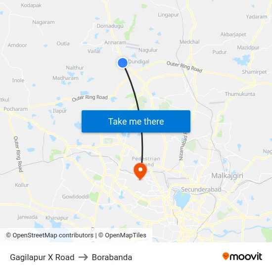 Gagilapur X Road to Borabanda map