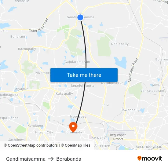 Gandimaisamma to Borabanda map