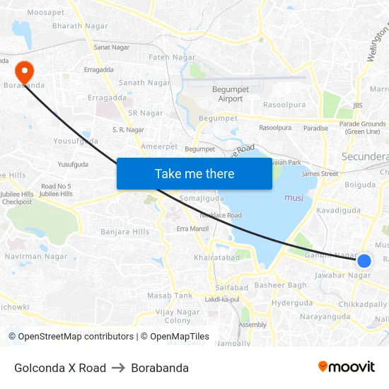 Golconda X Road to Borabanda map