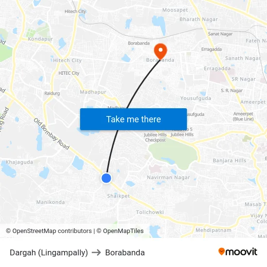 Dargah (Lingampally) to Borabanda map