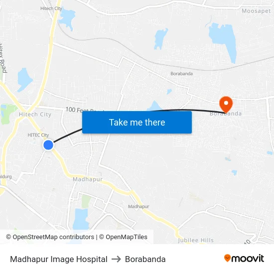 Madhapur Image Hospital to Borabanda map
