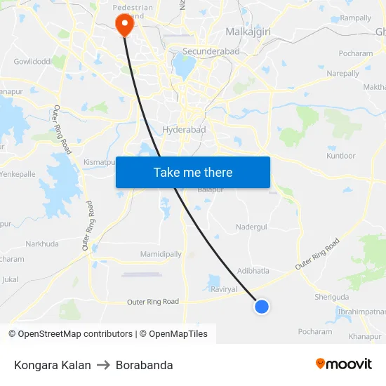 Kongara Kalan to Borabanda map