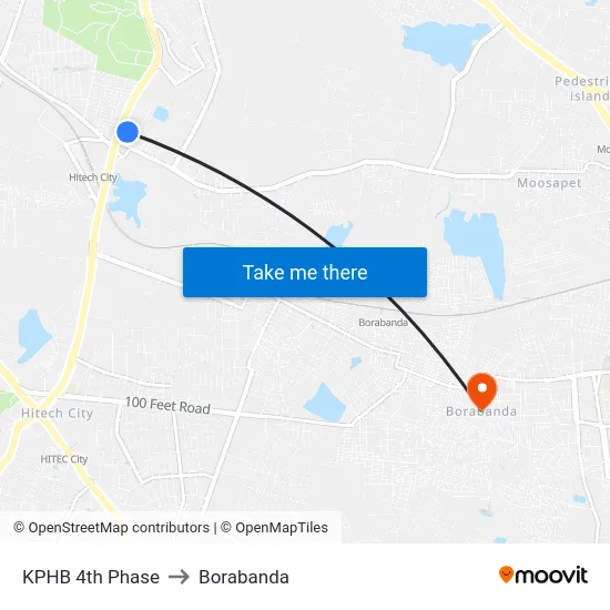 KPHB 4th Phase to Borabanda map