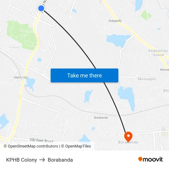 KPHB Colony to Borabanda map