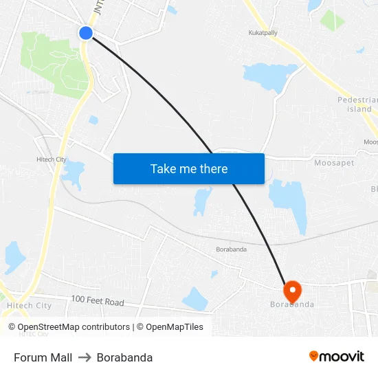 Forum Mall to Borabanda map