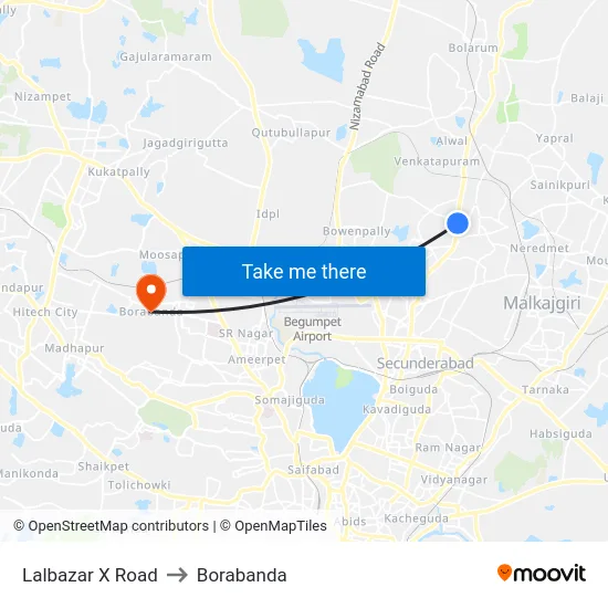 Lalbazar X Road to Borabanda map