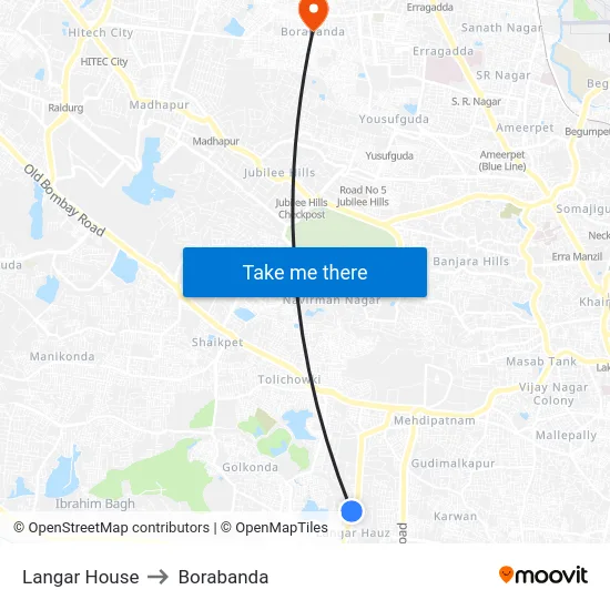 Langar House to Borabanda map