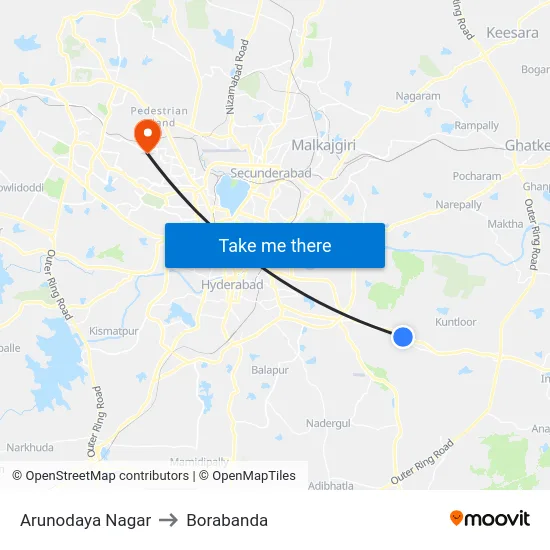 Arunodaya Nagar to Borabanda map