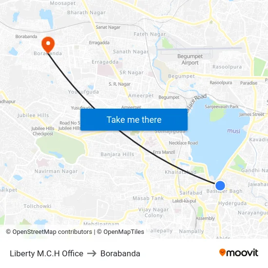 Liberty M.C.H Office to Borabanda map