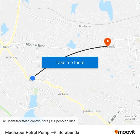 Madhapur Petrol Pump to Borabanda map