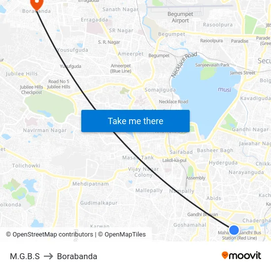 M.G.B.S to Borabanda map