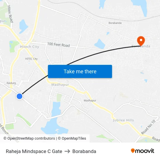 Raheja Mindspace C Gate to Borabanda map