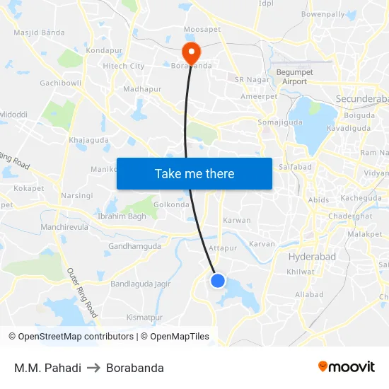 M.M. Pahadi to Borabanda map