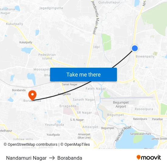 Nandamuri Nagar to Borabanda map