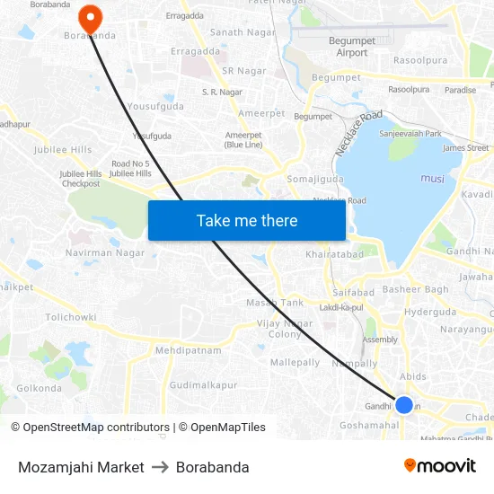 Mozamjahi Market to Borabanda map