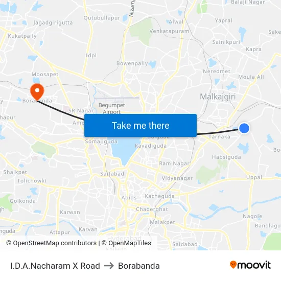 I.D.A.Nacharam X Road to Borabanda map