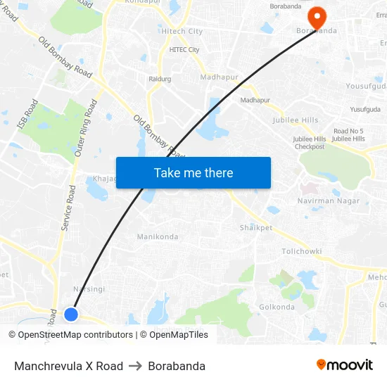 Manchrevula X Road to Borabanda map