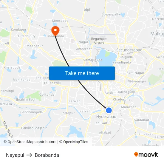 Nayapul to Borabanda map