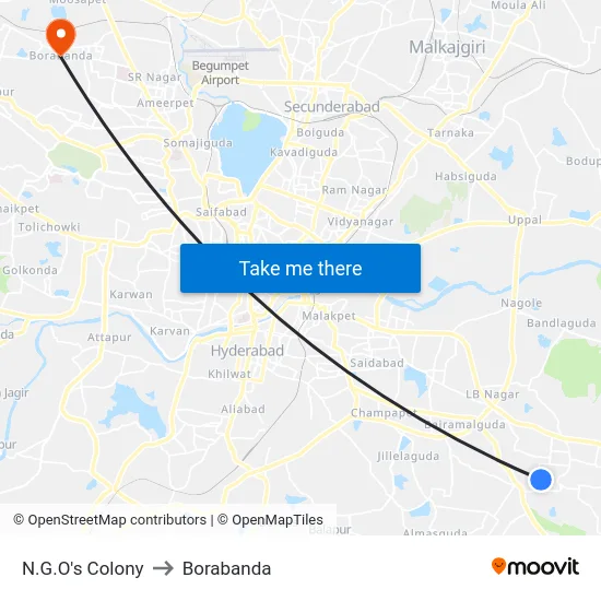 N.G.O's Colony to Borabanda map