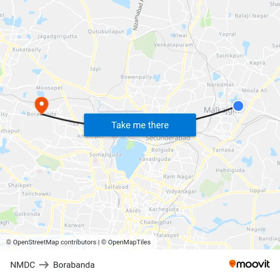 NMDC to Borabanda map