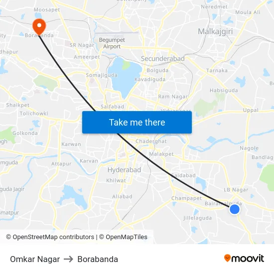 Omkar Nagar to Borabanda map