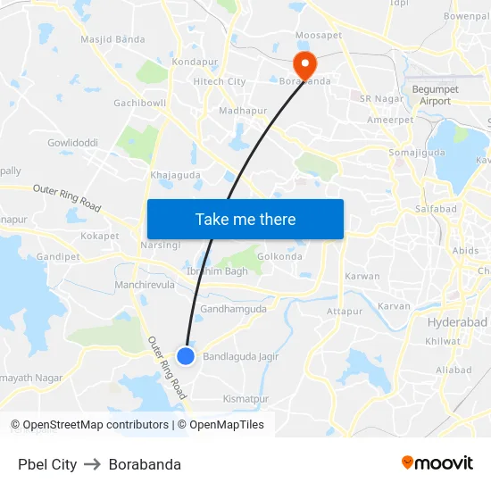 Pbel City to Borabanda map