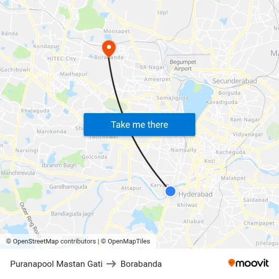 Puranapool Mastan Gati to Borabanda map