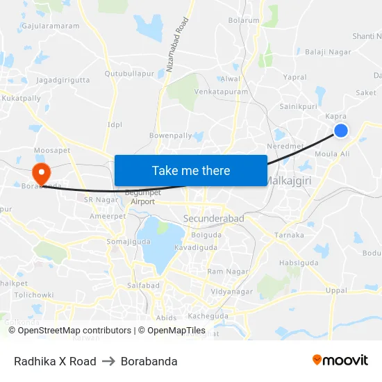 Radhika X Road to Borabanda map