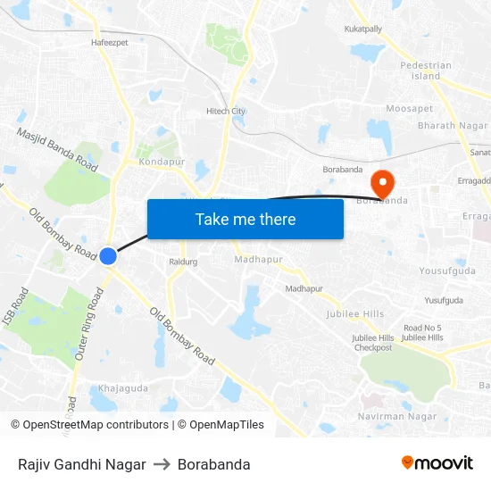 Rajiv Gandhi Nagar to Borabanda map