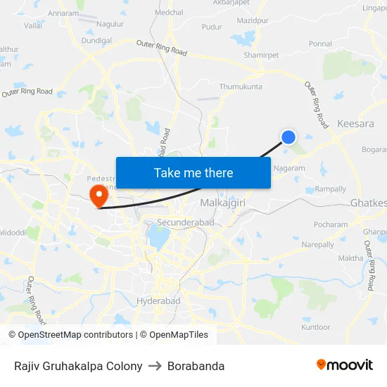 Rajiv Gruhakalpa Colony to Borabanda map