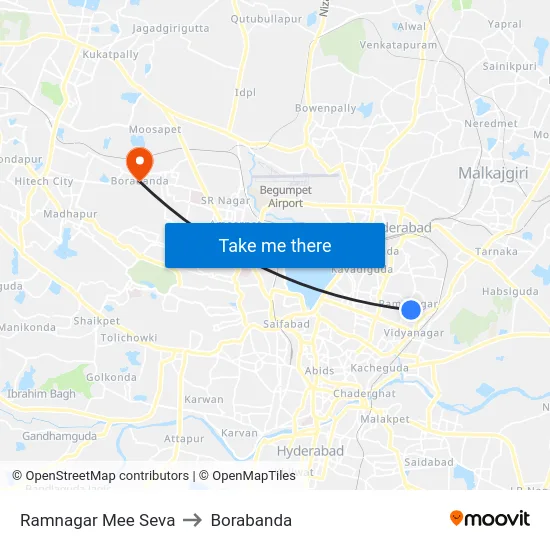 Ramnagar Mee Seva to Borabanda map