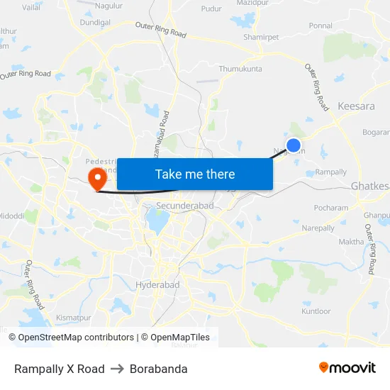 Rampally X Road to Borabanda map