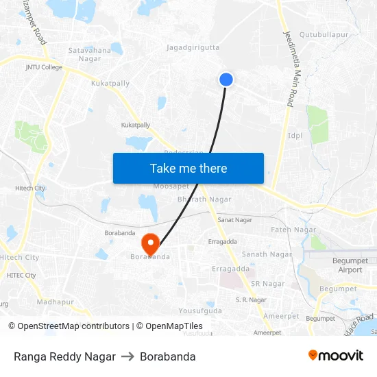 Ranga Reddy Nagar to Borabanda map