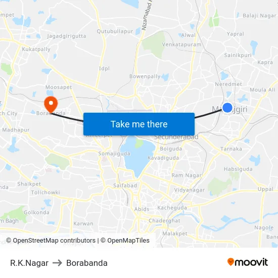 R.K.Nagar to Borabanda map
