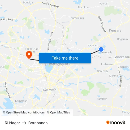 Rl Nagar to Borabanda map