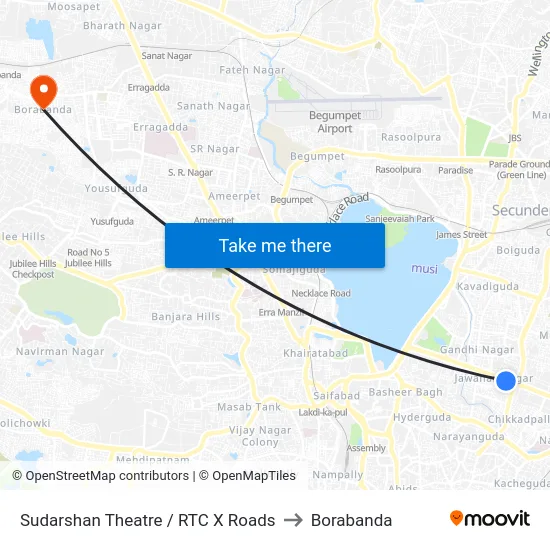 Sudarshan Theatre / RTC X Roads to Borabanda map