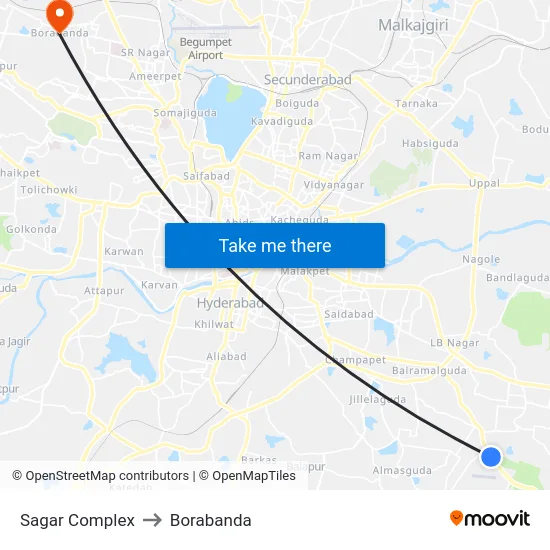 Sagar Complex to Borabanda map