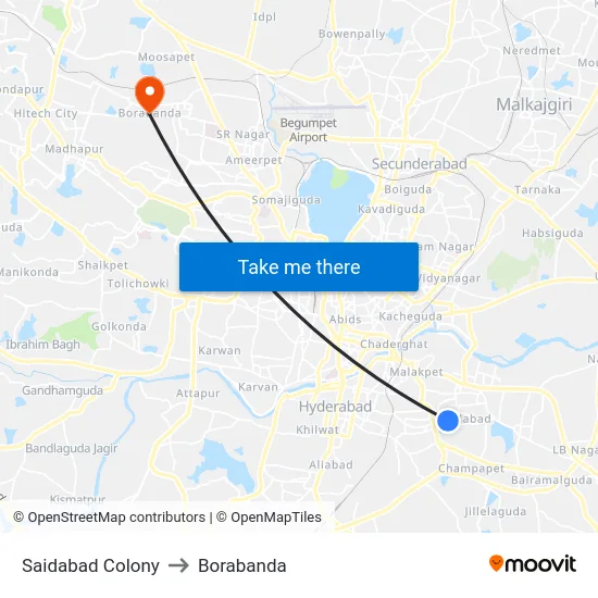 Saidabad Colony to Borabanda map